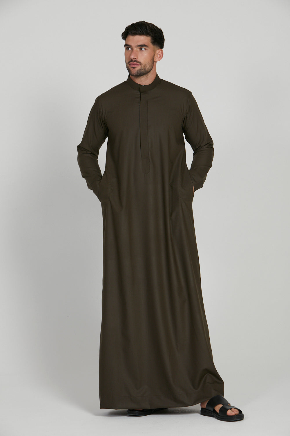Premium Kuwaiti Thobe - Olive Night