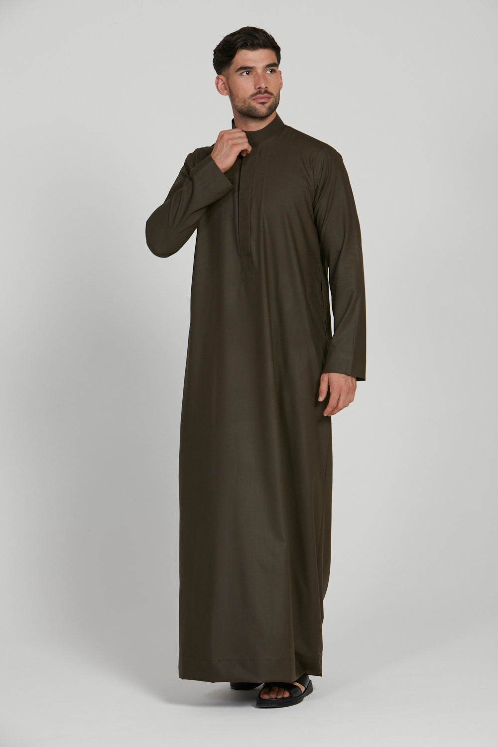 Premium Kuwaiti Thobe - Olive Night
