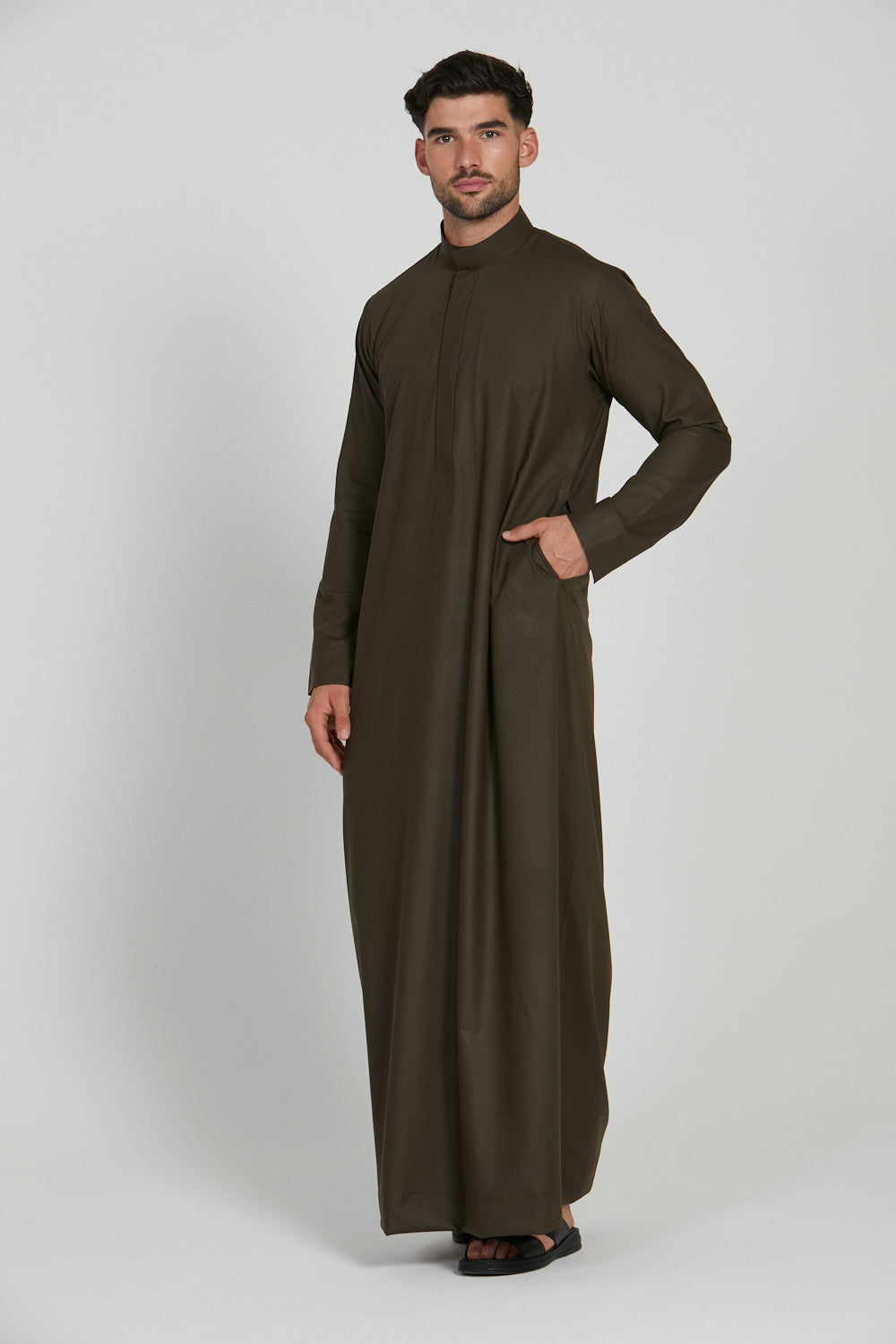 Premium Kuwaiti Thobe - Olive Night