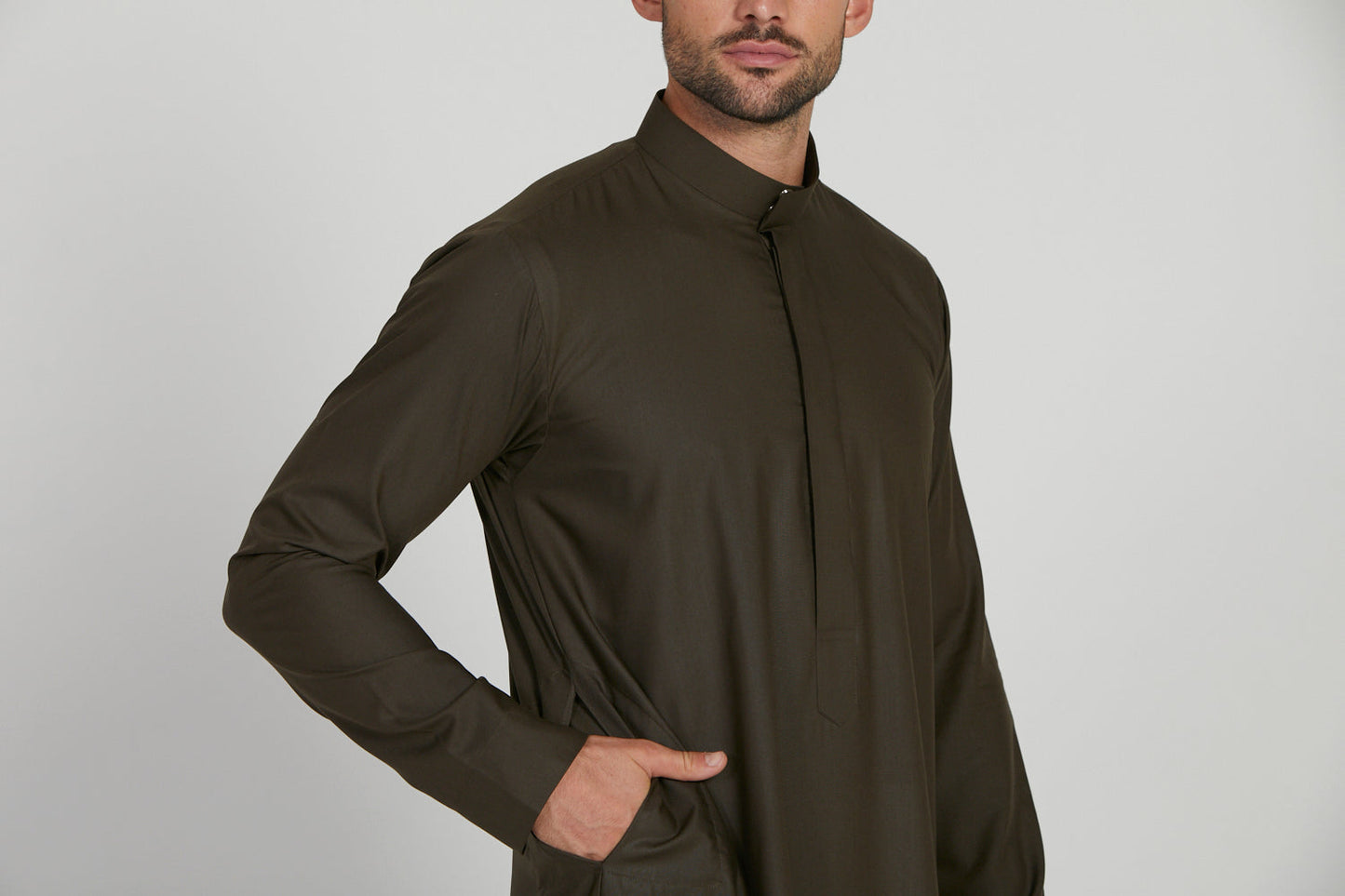 Premium Kuwaiti Thobe - Olive Night