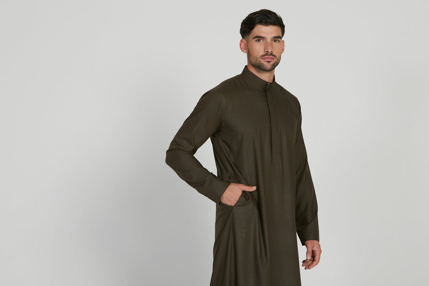 Premium Kuwaiti Thobe - Olive Night
