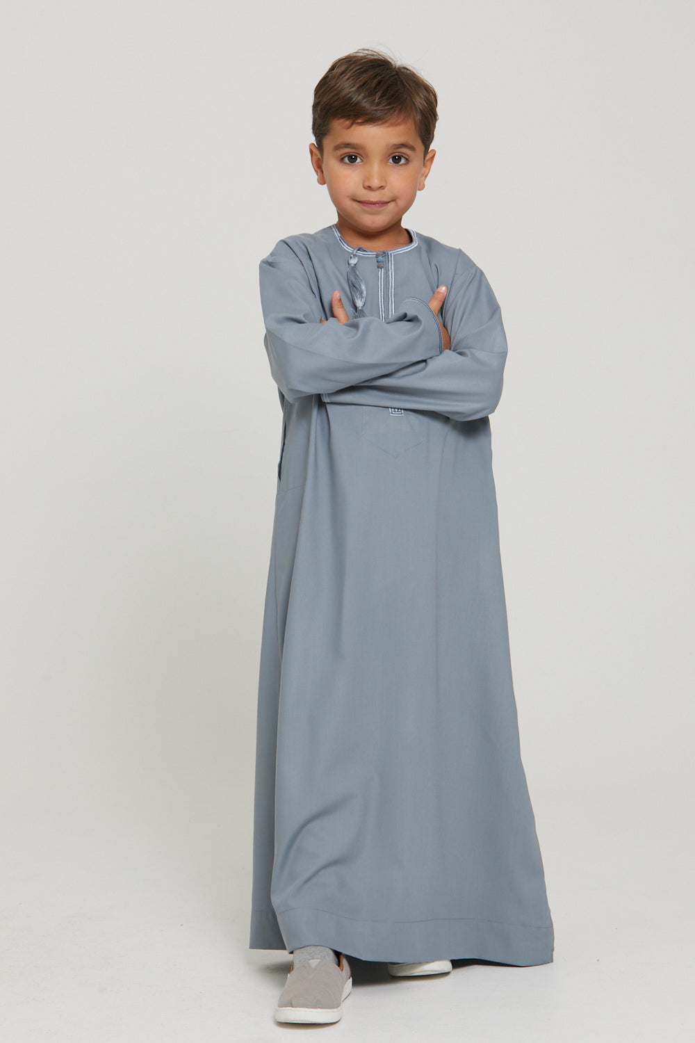 Junior Boys Premium Omani Thobe - Dusty Blue