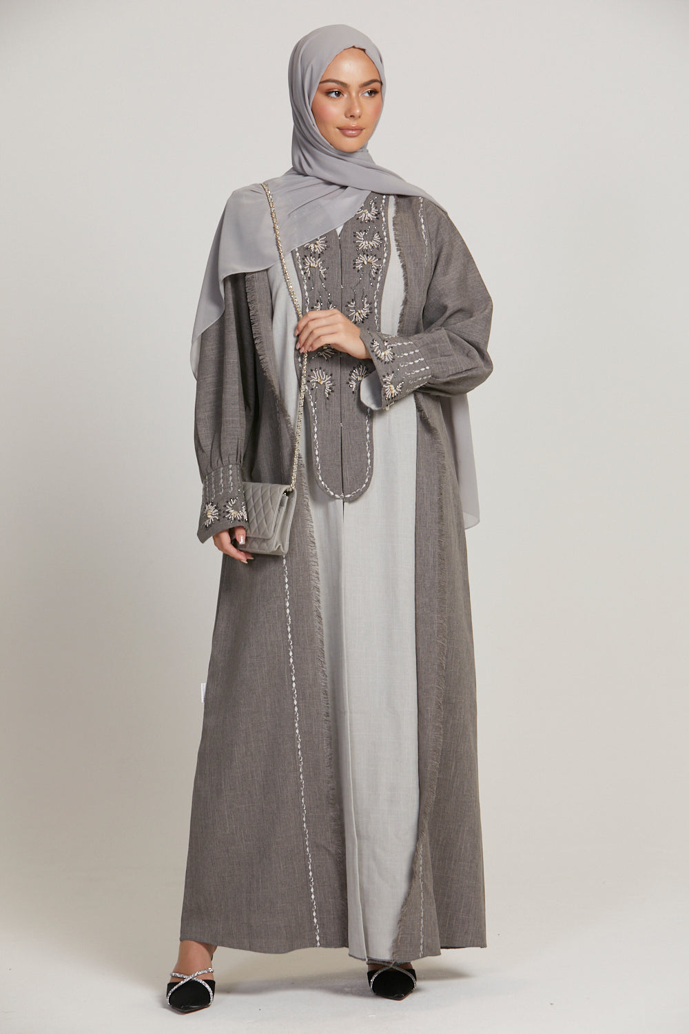 Luxury Stellar Embellished Open Abaya