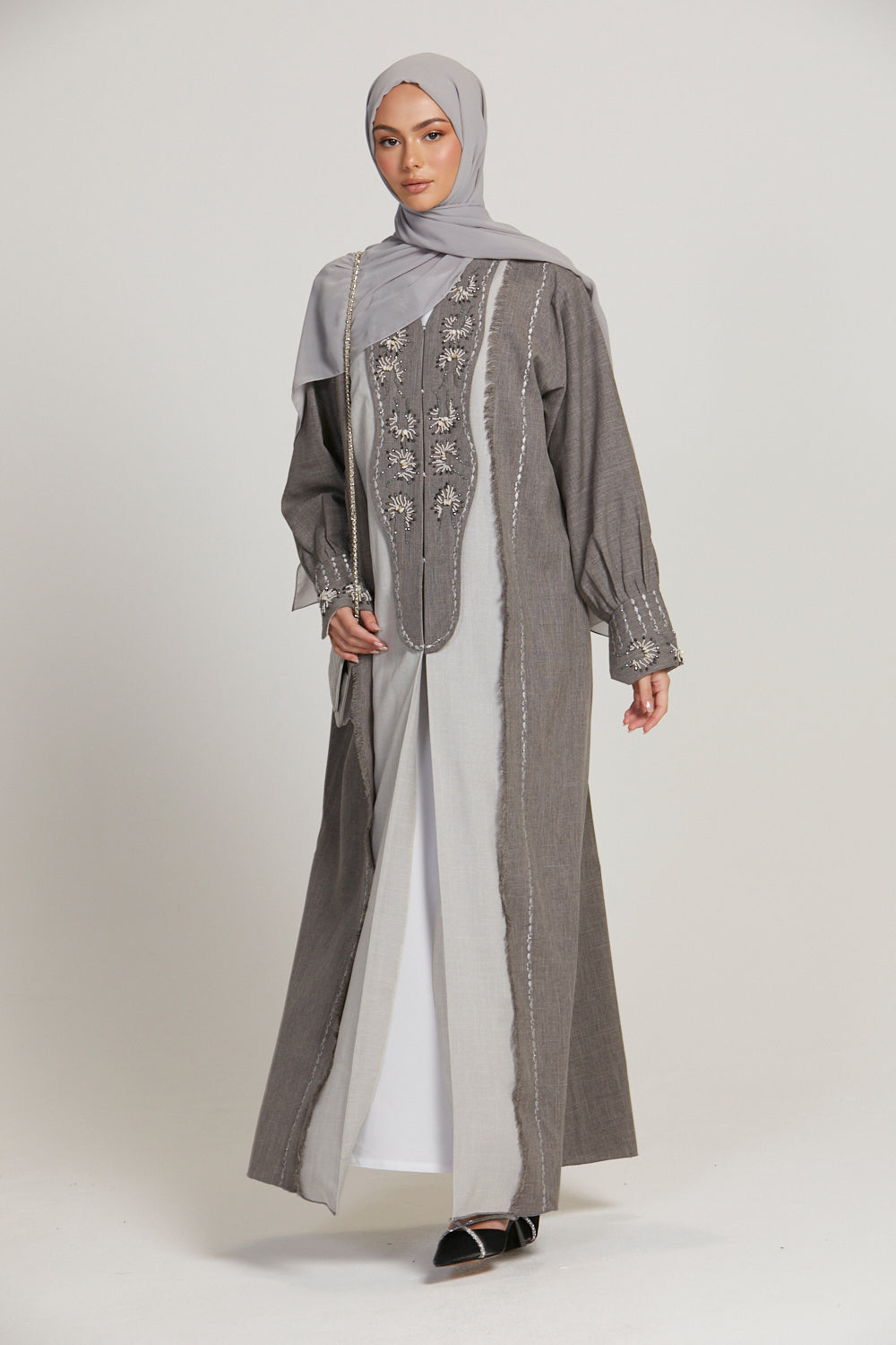 Luxury Stellar Embellished Open Abaya