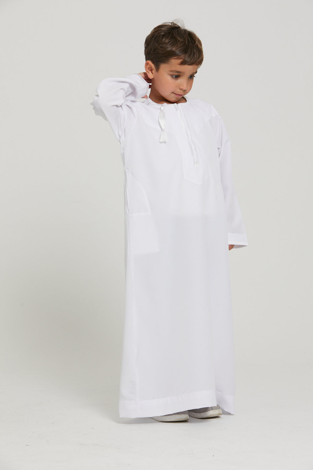 Junior Boys Premium Royal White Omani Thobe