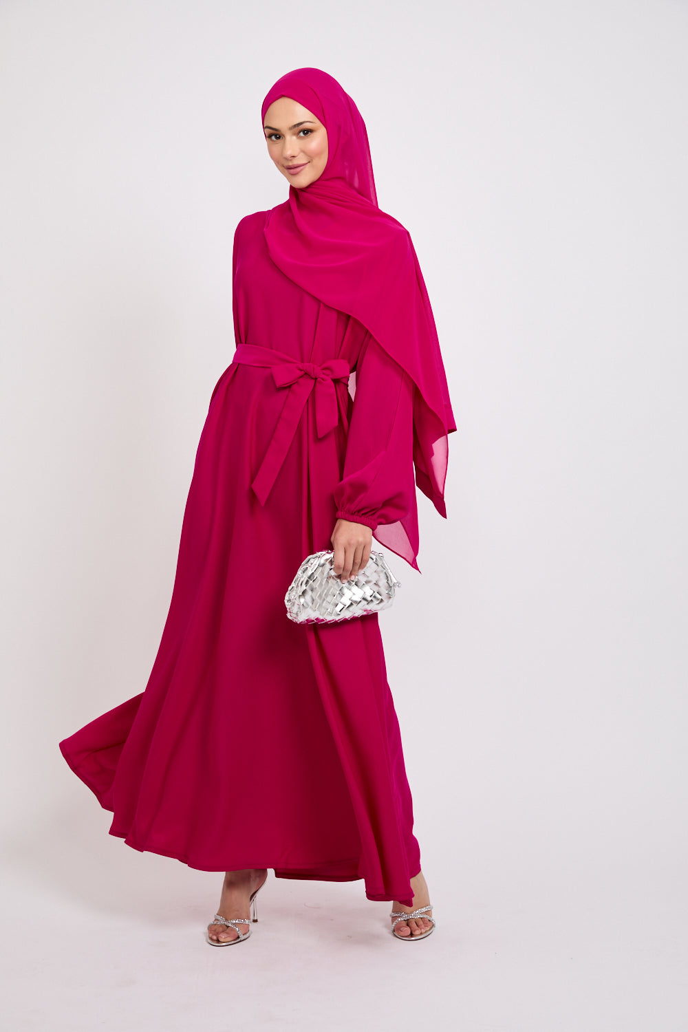 Fuschia Lilly Umbrella Cut Closed Abaya