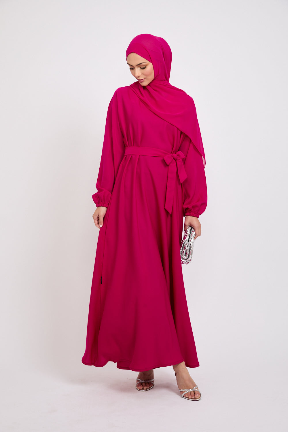 Fuschia Lilly Umbrella Cut Closed Abaya