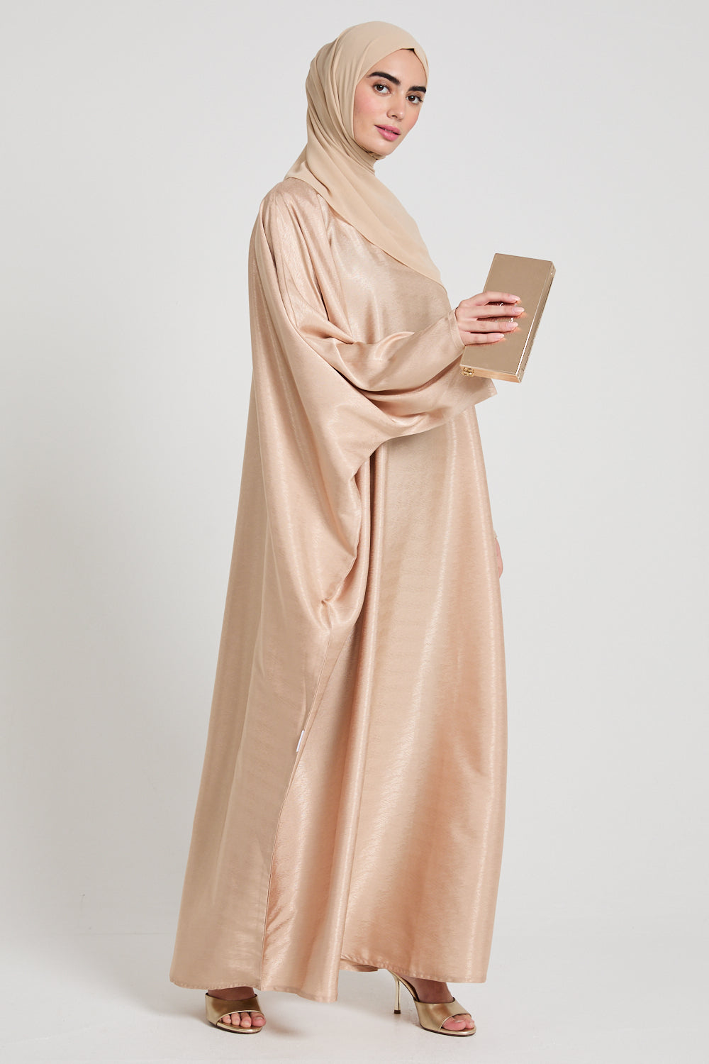 Premium Celestian Jacquard Closed Farasha - Golden Sand