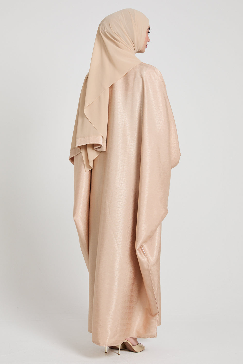 Premium Celestian Jacquard Closed Farasha - Golden Sand