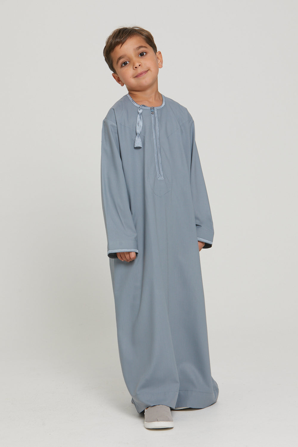 Junior Boys Premium Omani Thobe - Dusty Blue