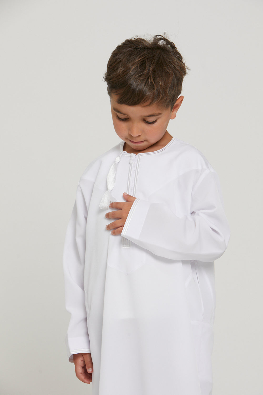 Junior Boys Premium Royal White Omani Thobe