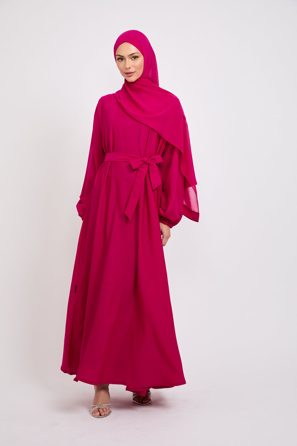 Fuschia Lilly Umbrella Cut Closed Abaya