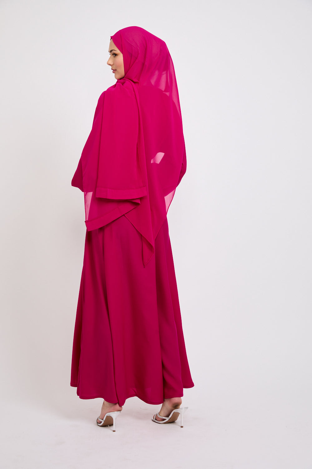 Fuschia Lilly Umbrella Cut Closed Abaya