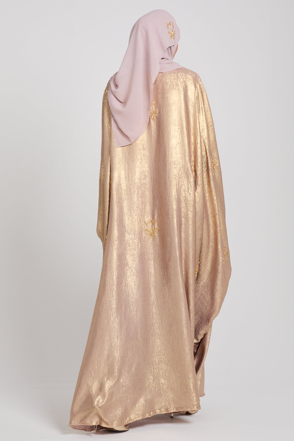 Premium Embellished Heavenly Frost Open Farasha - Gold