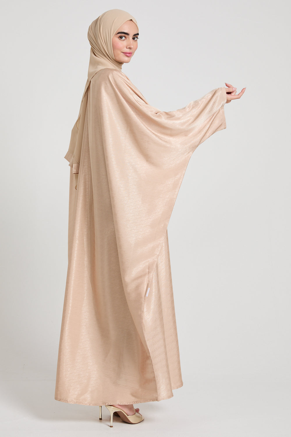 Premium Celestian Jacquard Closed Farasha - Golden Sand